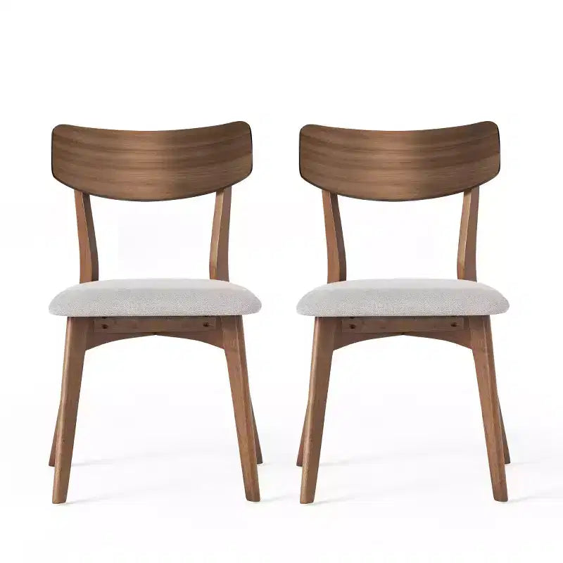 Set of 2 Mid-Century Modern Dining Chairs with Cushioned Seats