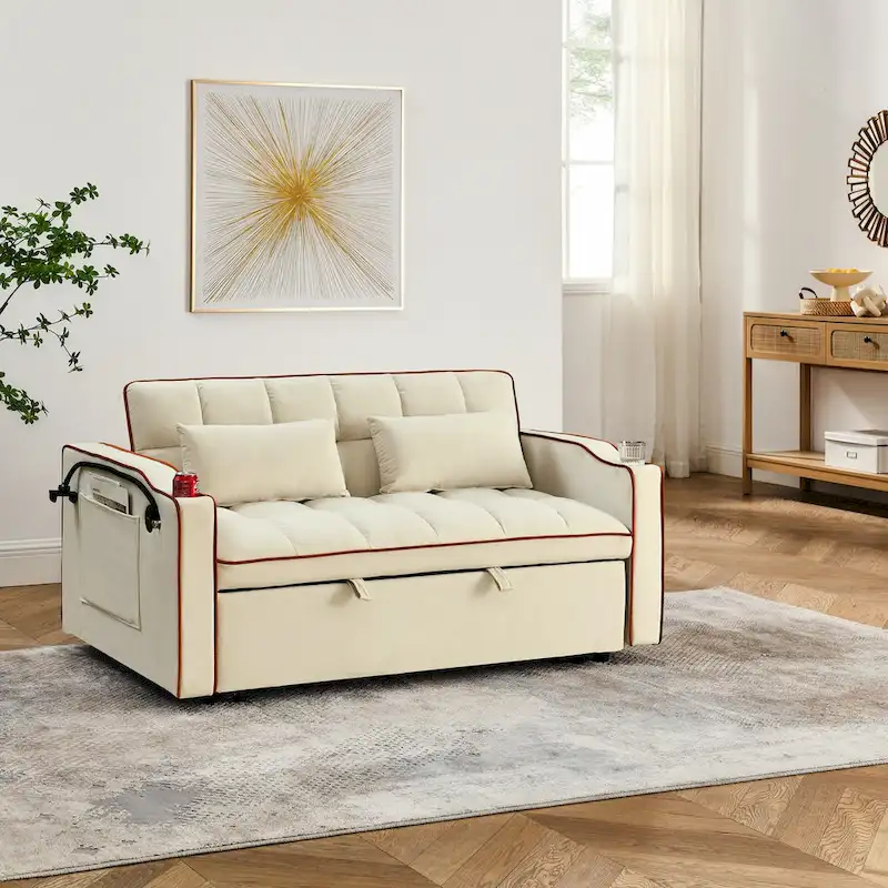 55.51 inch versatile foldable sofa bed in 3 lengths