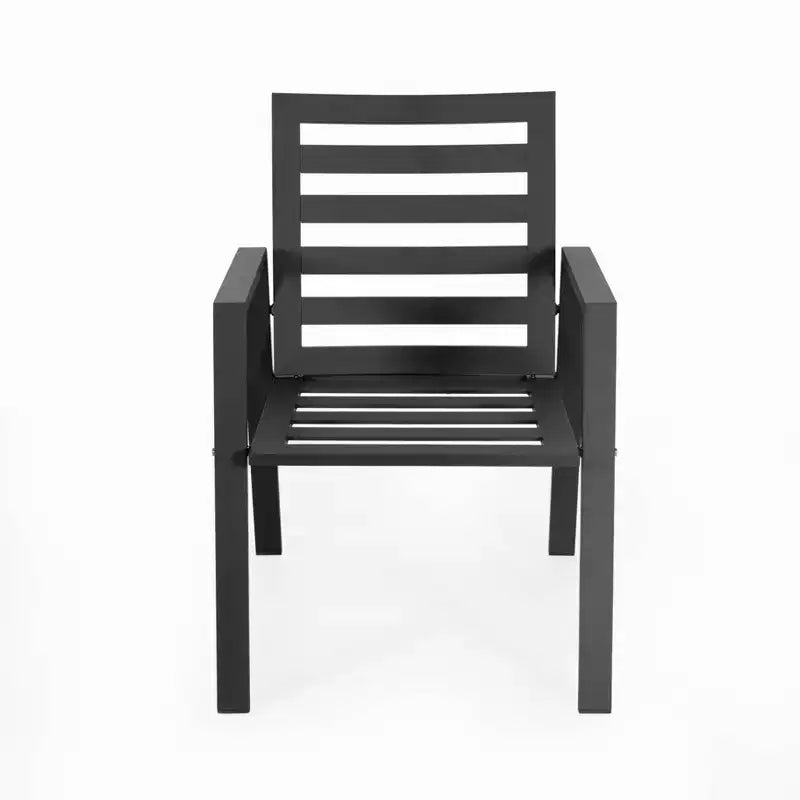 LeisureMod Chelsea 5-Piece Patio Dining Set, 48 Round Aluminum Dining Table and 4 Dining Armchair