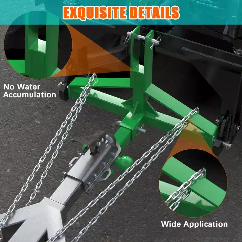 3-Point Trailer Hitch for Category 1 Tractors  2 Receiver, Quick Hitch Adapter, 1500 lbs Capacity, Compatible with Kubota, Yanmar, Kioti, Cat, BX
