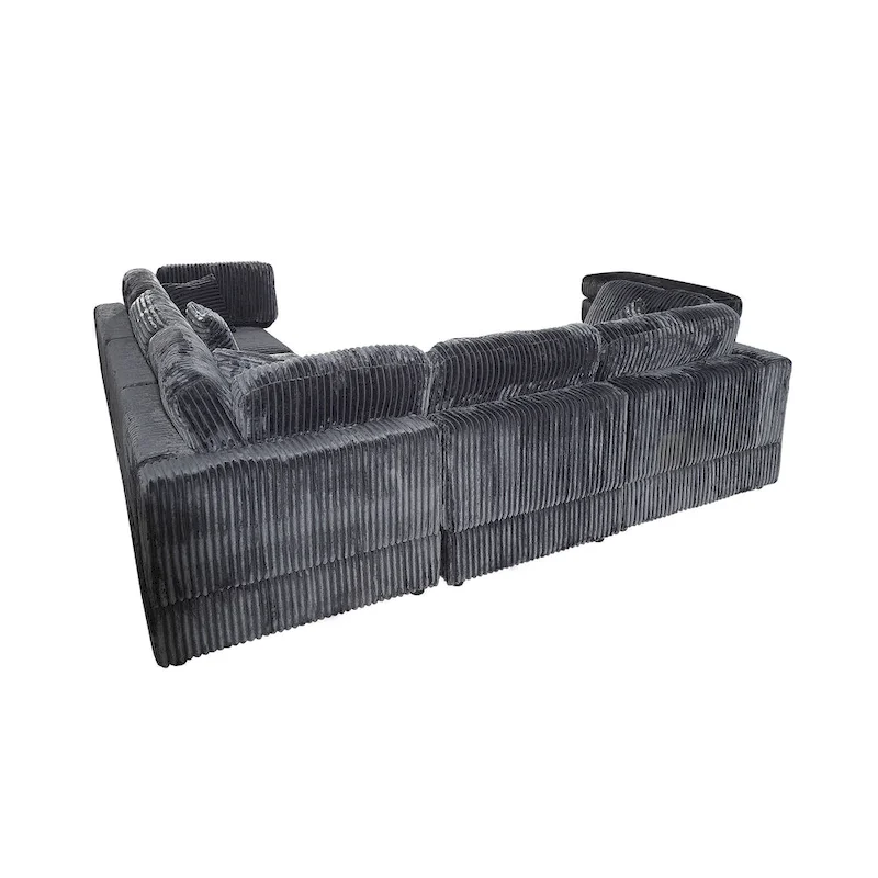 Oversized 6-Piece Corduroy Upholstered L-Shaped Modular Sectional Sofa, DIY Combination
