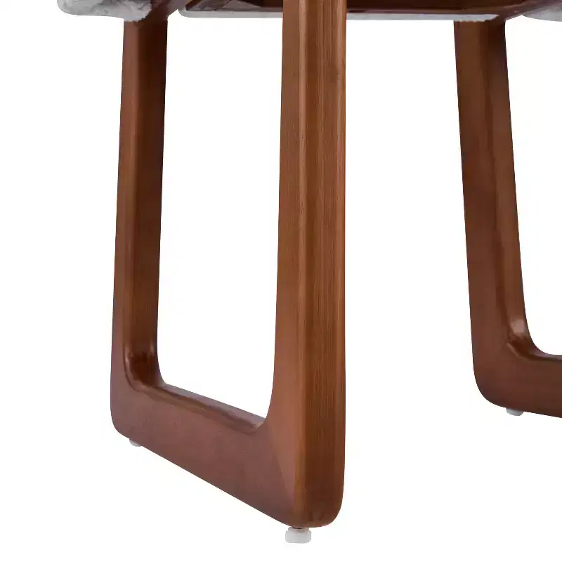 Set of 2 Boucle Upholstered Dining Chairs with Curved Wooden Legs, Beige - ModernLuxe