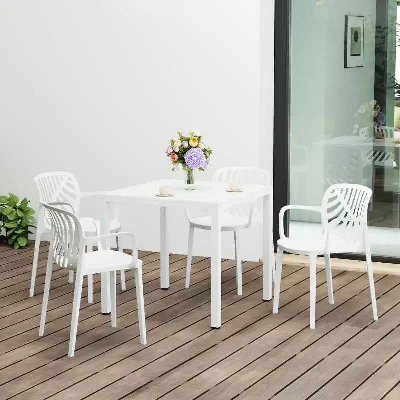 WestinTrends Playa 5-Piece Outdoor Square Dining Table Patio Set with Stackable Patio Dining Chairs
