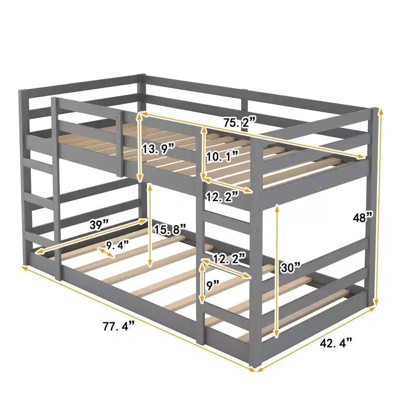 Whisen Full Over Full Bunk Bed with Ladder, Solid Construction