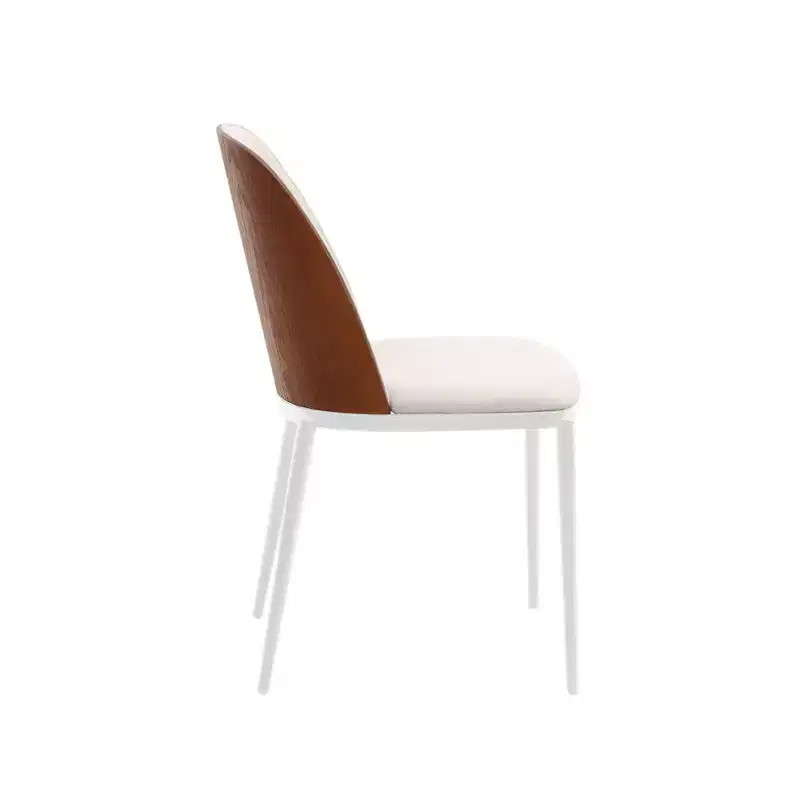 LeisureMod Tule Modern Dining Chair Set of 4 with PU Leather, Velvet, or Suede Seat and White Steel Frame  Kitchen, Dining Room, Home, Cafe, Seating