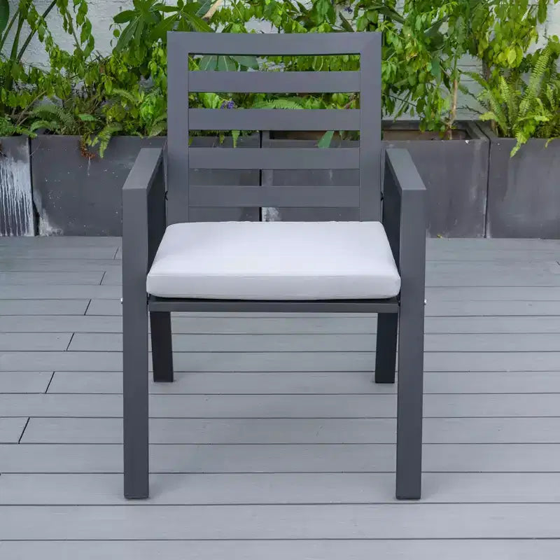 LeisureMod Chelsea 5-Piece Patio Dining Set, 48 Round Aluminum Dining Table and 4 Dining Armchair