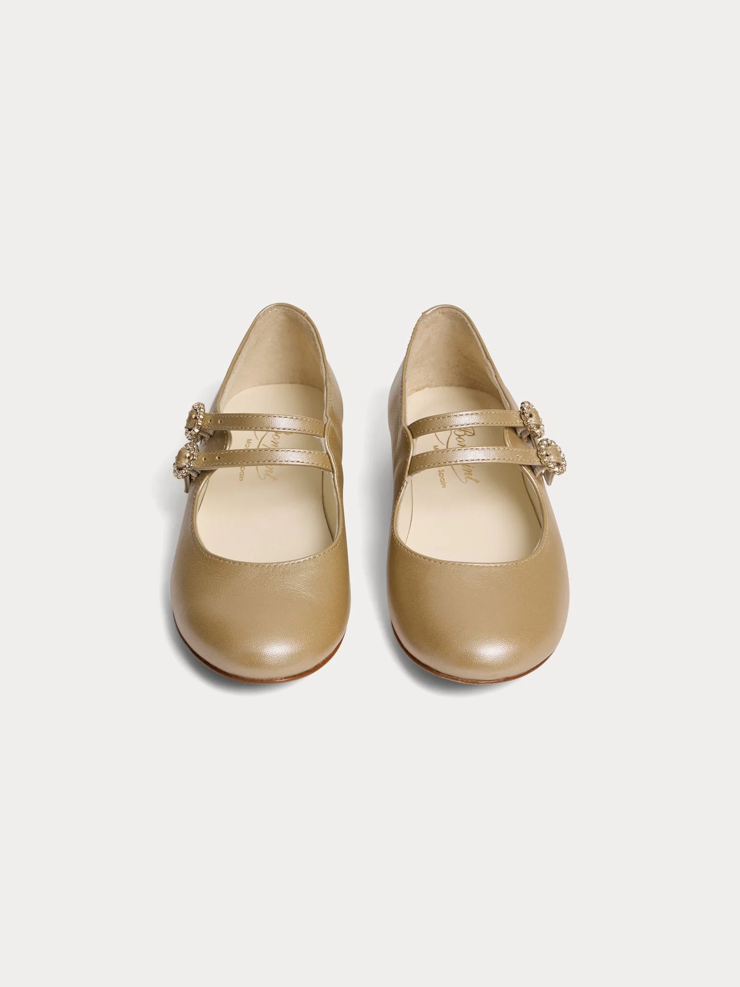 gold leather Mary Jane shoes