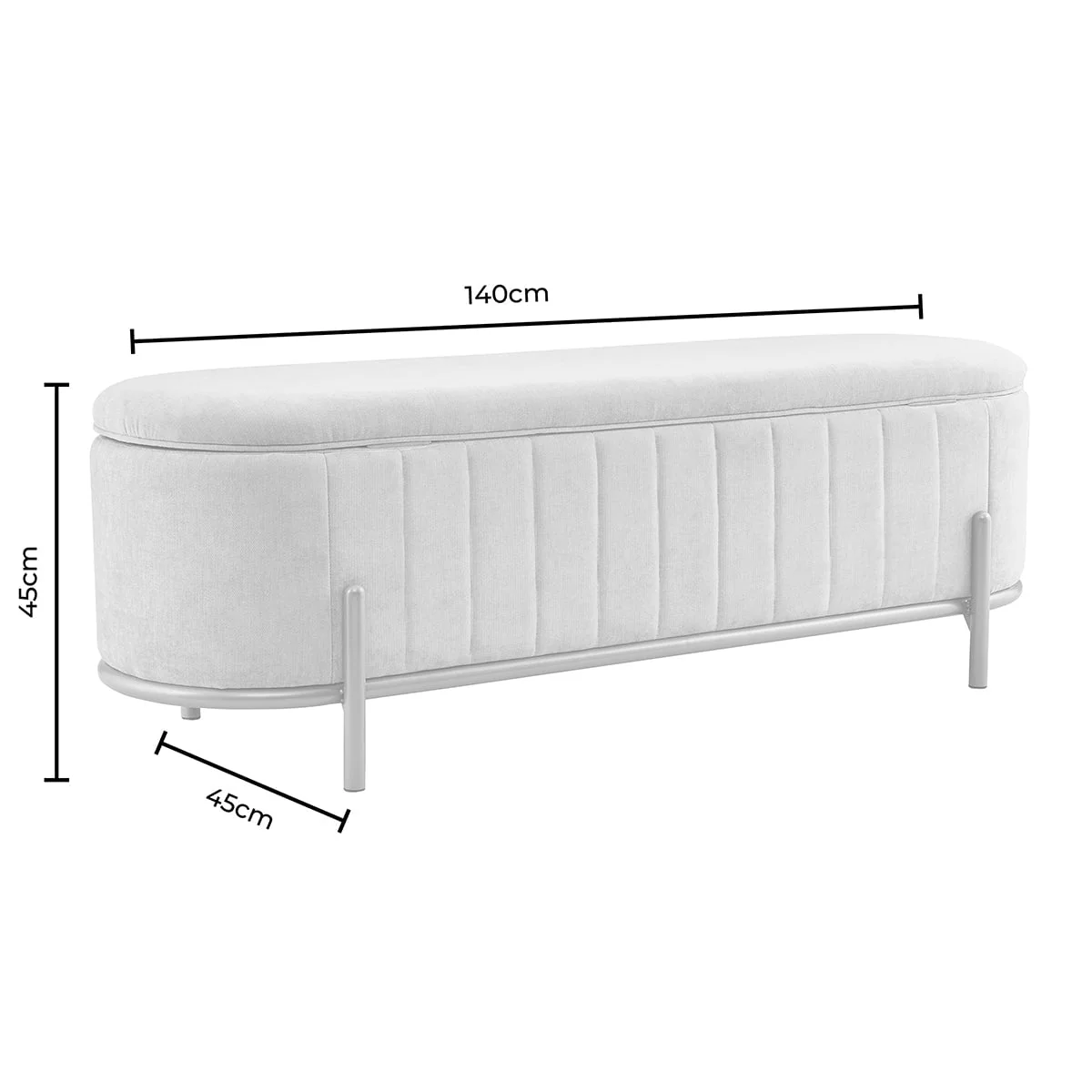 Storage Ottoman - Chenille Light Grey
