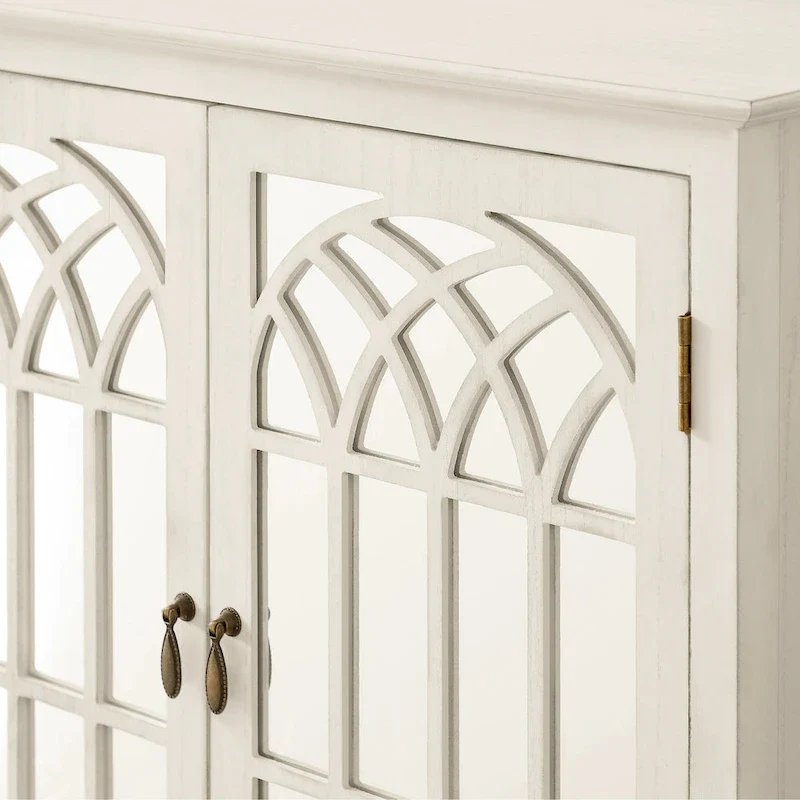 Wood Accent Cabinet with Mirrored Doors Sideboard Buffet