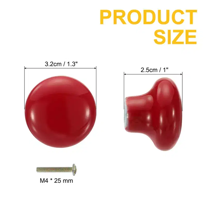 Unique Bargains Round Ceramic Drawer Knobs with Screw for Cupboard Wardrobe 4 Pcs