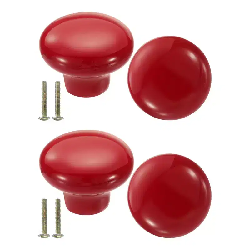 Unique Bargains Round Ceramic Drawer Knobs with Screw for Cupboard Wardrobe 4 Pcs