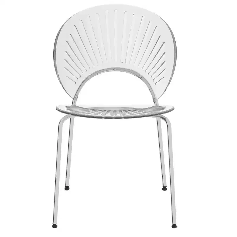 LeisureMod Opulent Modern Acrylic Dining Chair  Transparent Seat with Chrome Metal Legs, Stylish Durable Accent Chair for Kitchen, Dining Room, Cafe
