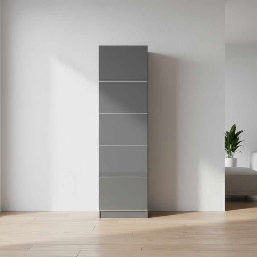 Wardrobe Armoire – Black / Grey / White, Glass Front, Matte Body, Contemporary Style