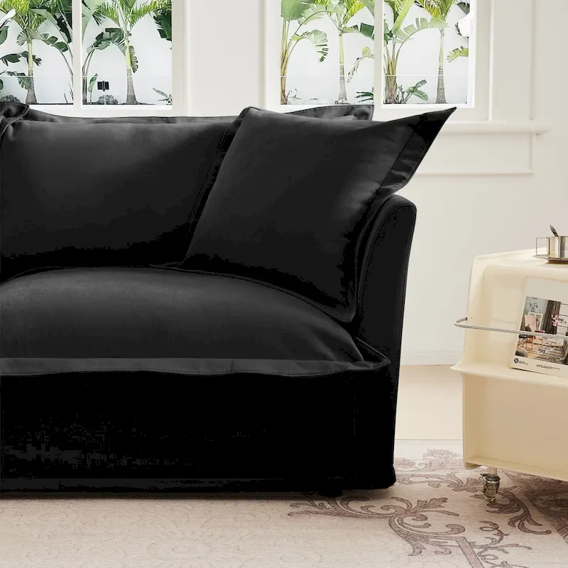 120 Chenille 3-Seater Sofa Set with 3 Ottomans, Sleeper Function & Removable Slipcovers