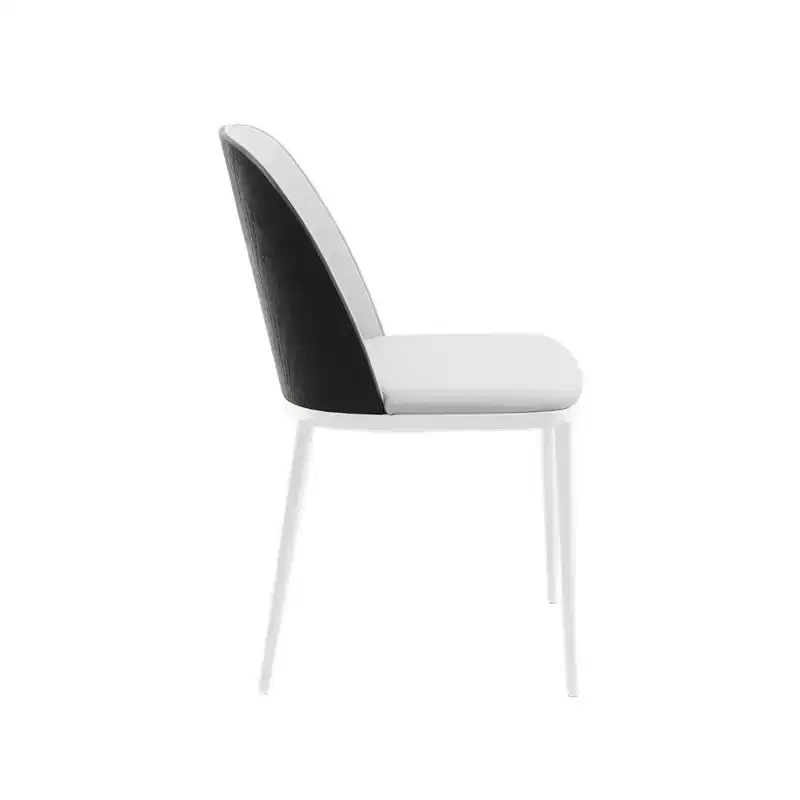 LeisureMod Tule Modern Dining Chair Set of 4 with PU Leather, Velvet, or Suede Seat and White Steel Frame  Kitchen, Dining Room, Home, Cafe, Seating