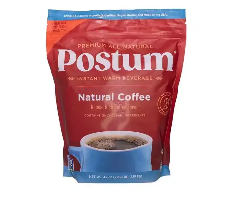 Postum Natural Coffee Substitute, Caffeine-Free, Made with Roasted Wheat Bran & Molasses, Kosher, Vegan, Non-GMO, Natural & Healthy - 42 oz