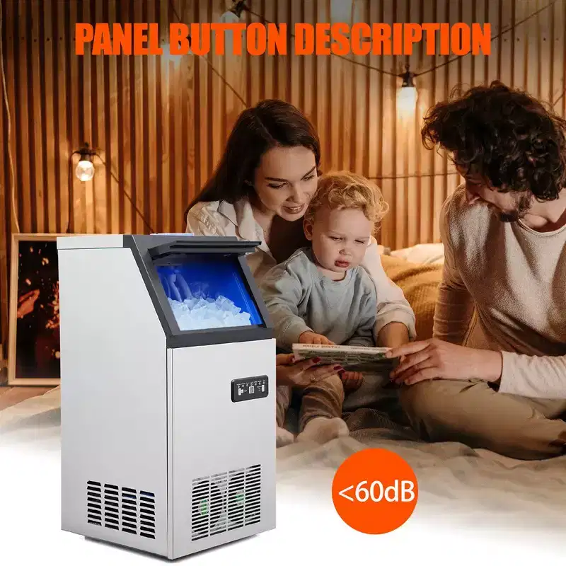 Counter Commercial Freestanding Ice Maker Machine with 24LBS Storage Bin, Ice Trays and Scoop, 12-15min Quick Ice Dispensing