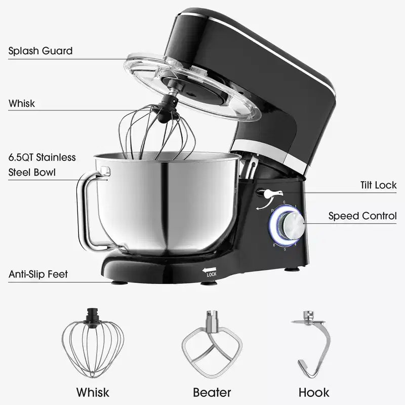 SUGIFT 7.5 QT Electric Kitchen Mixer with 6 Speeds & Pulse, Stainless Steel Bowl for Baking, Cooking & Dough Kneading