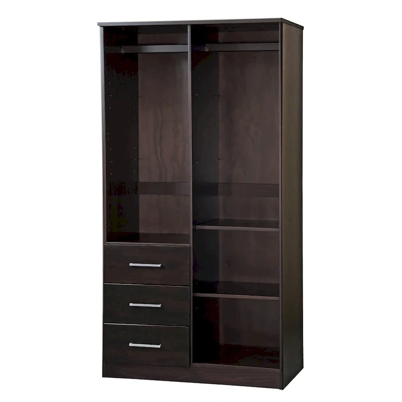 100% Solid Wood Metro Wardrobe Armoire – Solid Wood or Mirrored Doors, Multiple Finishes
