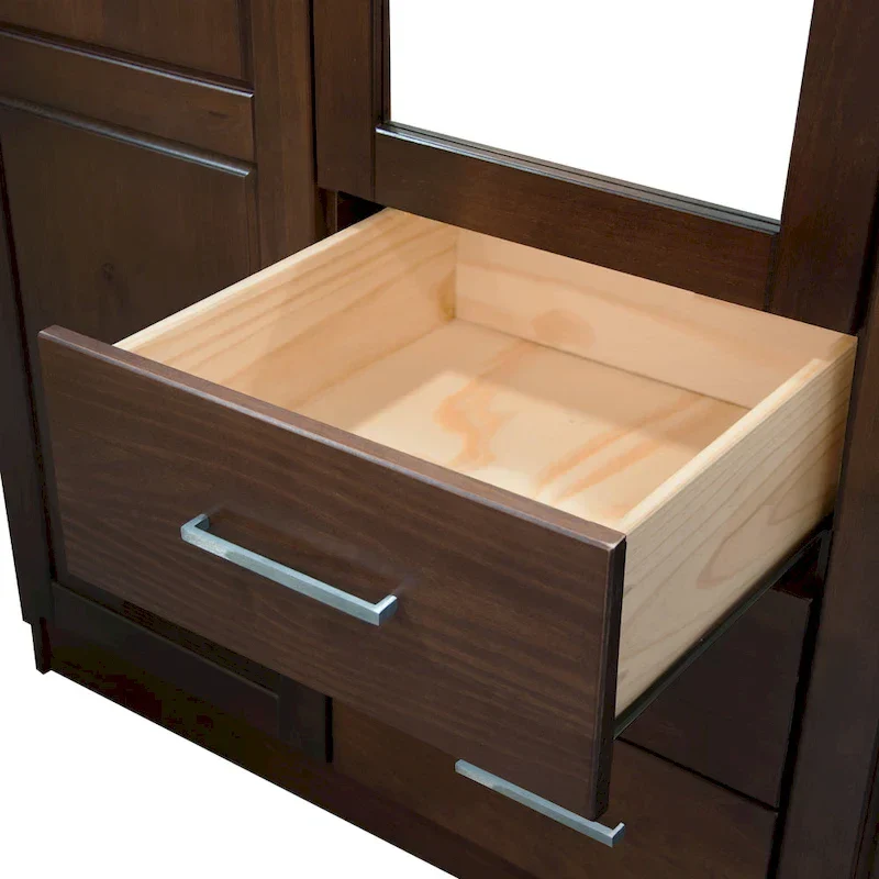 100% Solid Wood Metro Wardrobe Armoire – Solid Wood or Mirrored Doors, Multiple Finishes