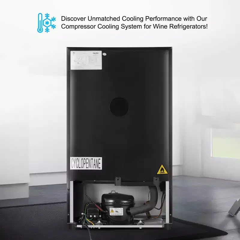 Hooure 17in 24-Bottle Wine Cellar - Compressor Cooling with LED Touch Control & Low-E Glass Door in Black