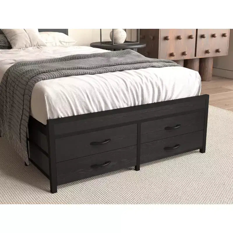 Twin Bed Frames with Headboard, Twin Size Bed Frames with Storage Drawers, Twin Bed, Metal Platform Bed Frame