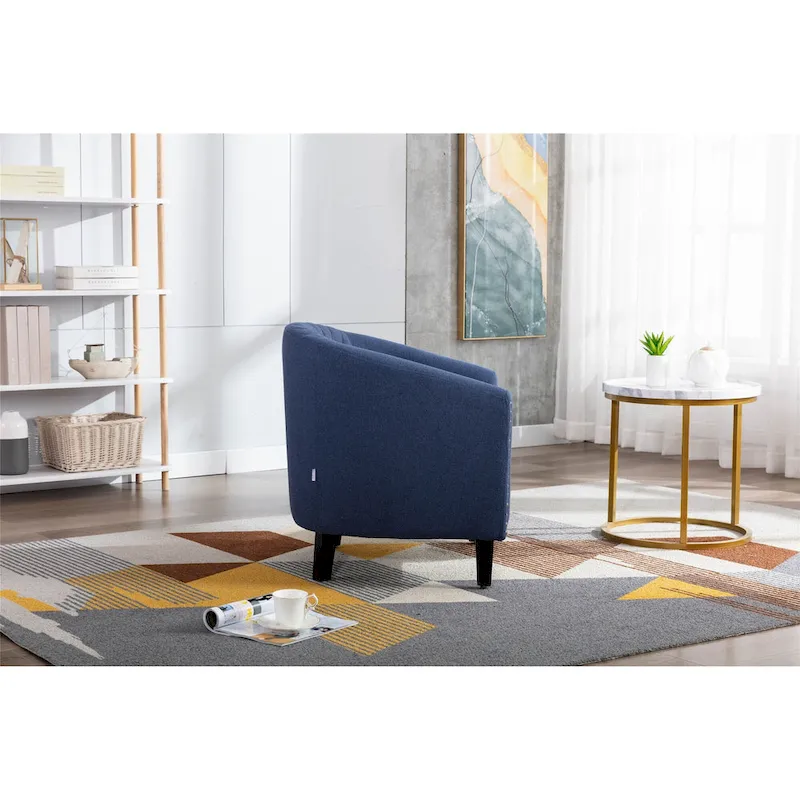 Accent Barrel chair living room chair with nailheads and solid wood legs