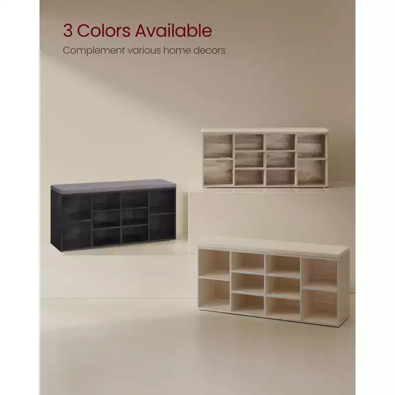 Shoe Storage Bench Shoes Organize with 10 Cushion and Cushion Seat