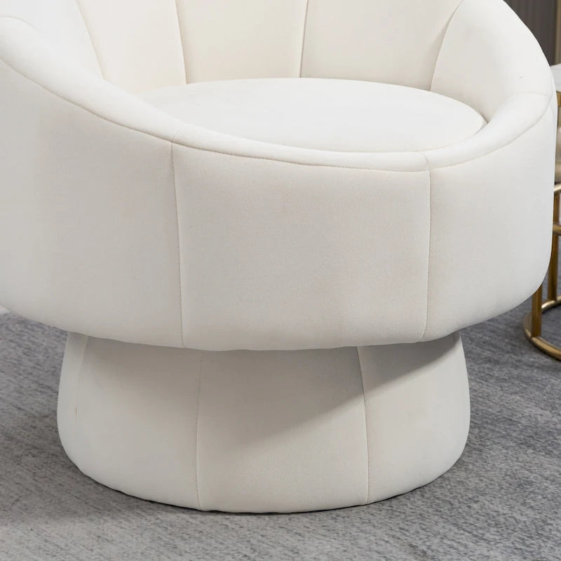 360° Swivel Accent Chair – Dark Yellow / Purple / Beige, Velvet, Wood Frame, Seats 1