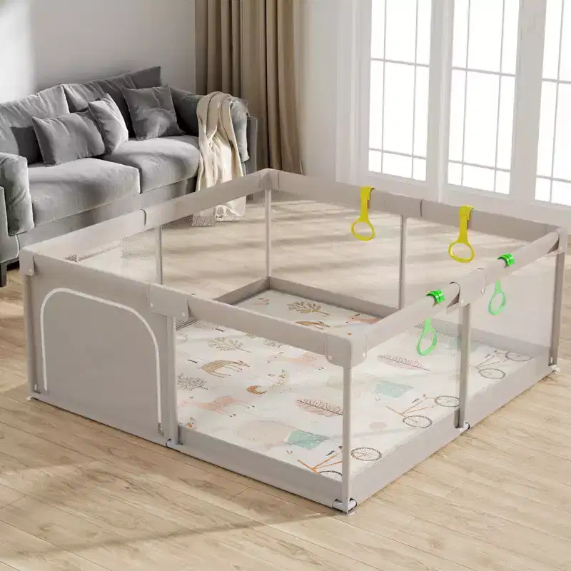 Baby Playpen with Mat 59 x 59 In, Indoor & Outdoor Activity Center, Safety Baby Fence