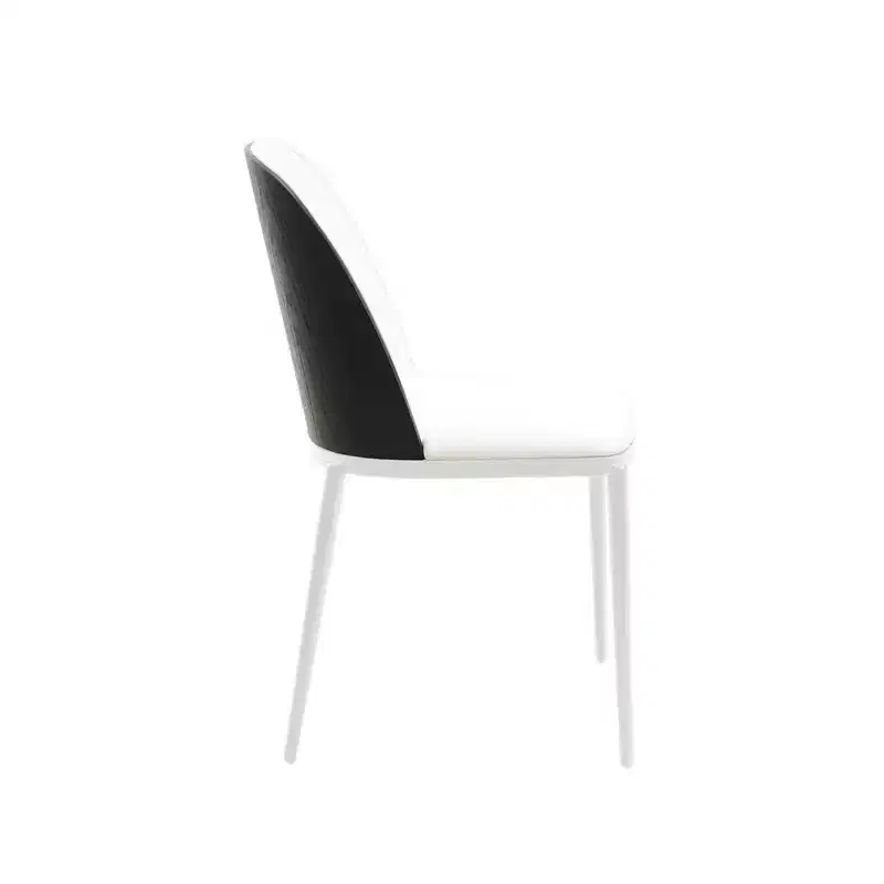 LeisureMod Tule Modern Dining Chair Set of 4 with PU Leather, Velvet, or Suede Seat and White Steel Frame  Kitchen, Dining Room, Home, Cafe, Seating