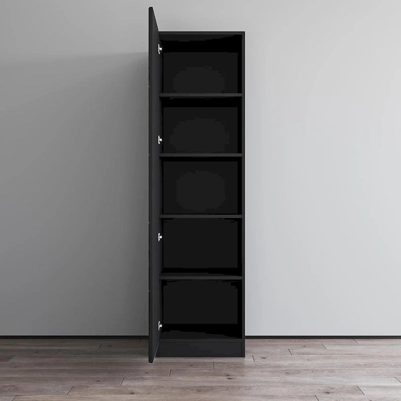 Wardrobe Armoire – Black / Grey / White, Glass Front, Matte Body, Contemporary Style