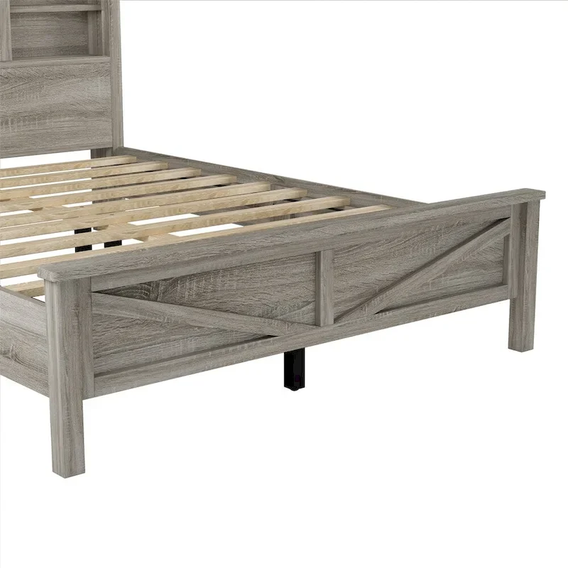 Bedroom Sets Full Size Platform Bed with Charging Station,Nightstand,Dresser(Set of 3)