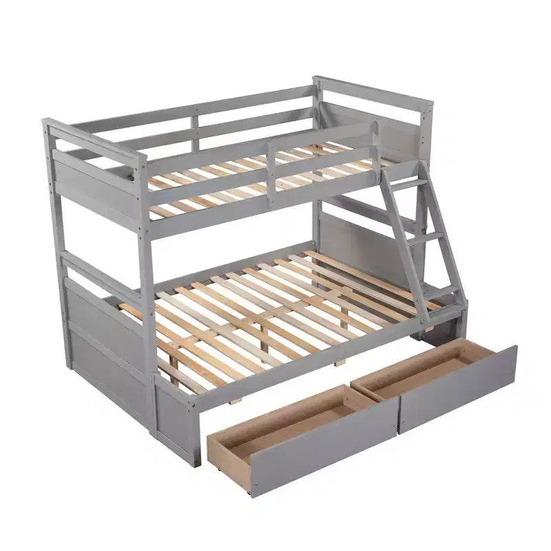 Twin Over Full Convertible Bunk Bed With 2 Storage Drawers