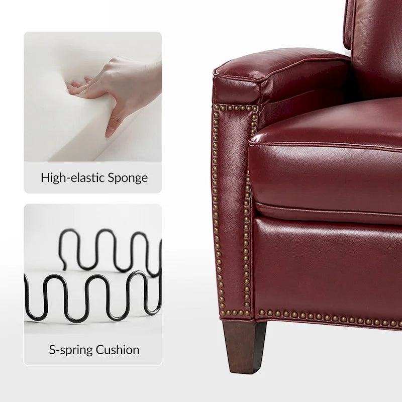 Mid-Century Modern Pushback Recliner with Nailhead Trim