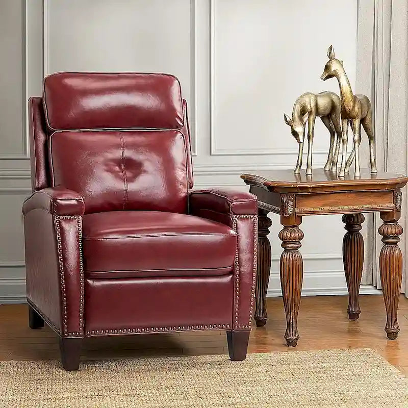 Mid-Century Modern Pushback Recliner with Nailhead Trim
