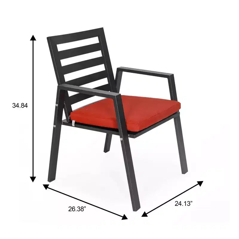 LeisureMod Chelsea 5-Piece Patio Dining Set, 48 Round Aluminum Dining Table and 4 Dining Armchair