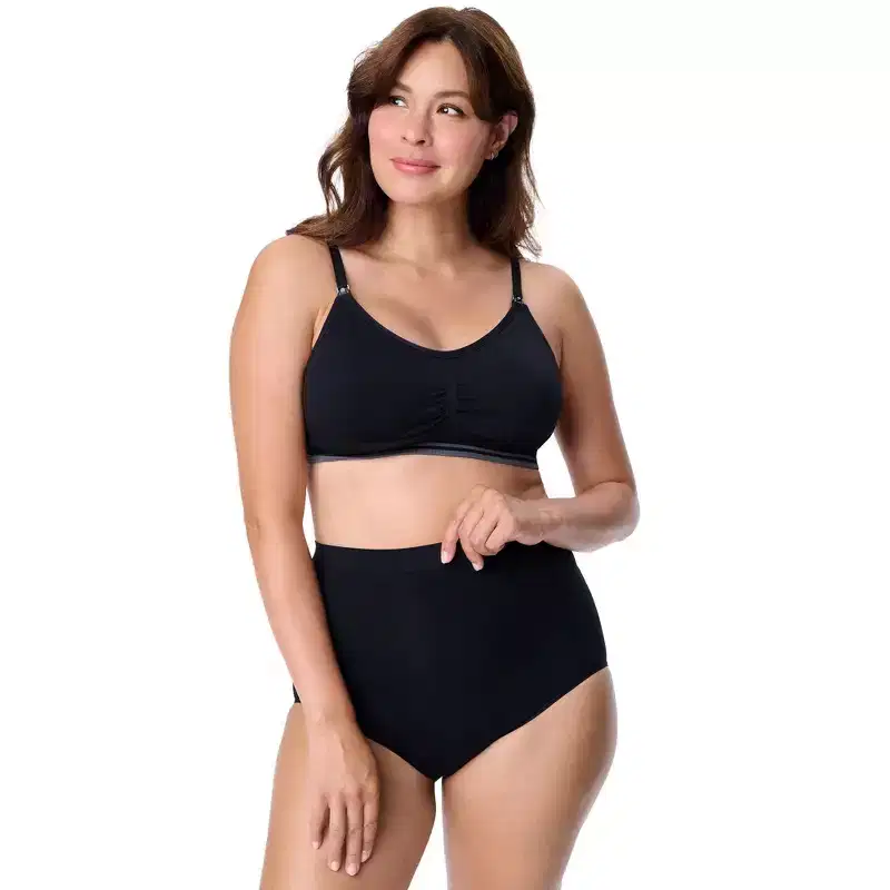 Motherhood Maternity Women's Maternity Seamless Over-the-Bump Panty, 2-Pack, Nude & Black