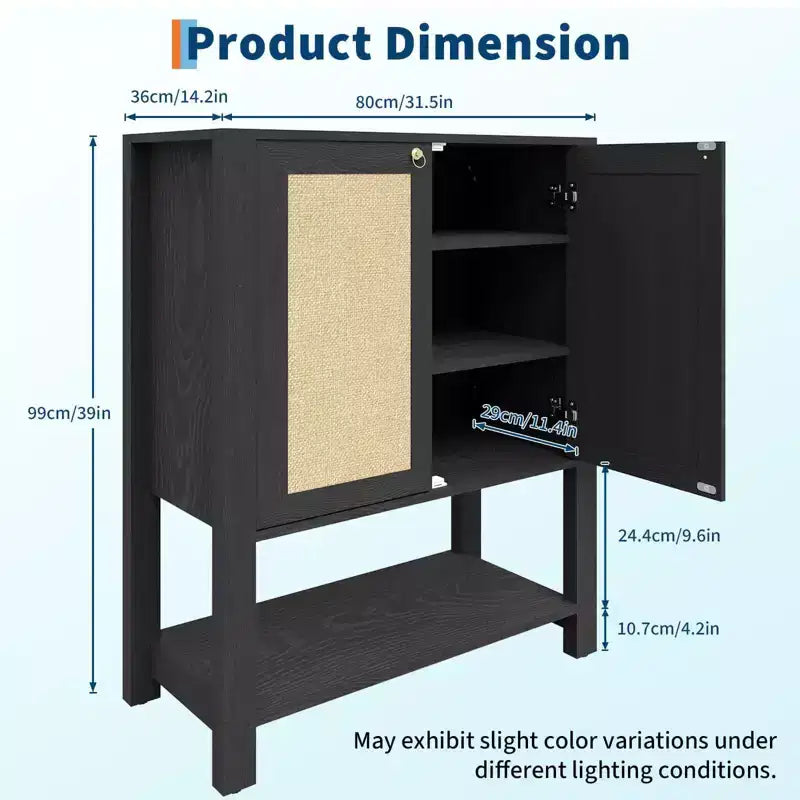 5-Tier Rattan Shoe Cabinet with Adjustable Shelves & Doors, Slim Entryway Organizer
