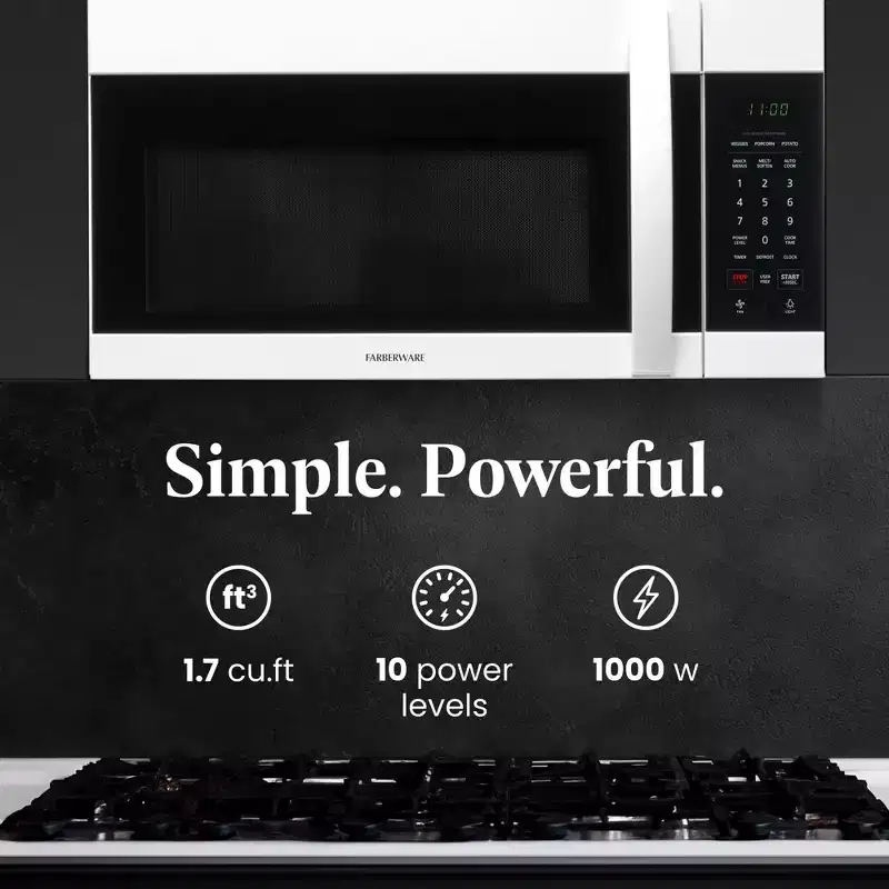 Farberware 1.7 Cu. Ft. Over-the-Range Microwave, 1000W with Smart Sensor Cooking