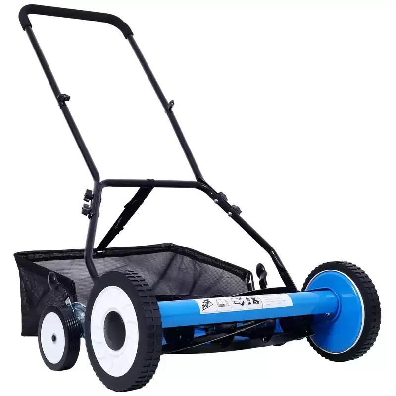 NAYSAYE Manual Lawn Mower Push Reel Grass Cutter Grass Trimmer Smooth Clean Mowing for Home Yard Garden, Blue, 27.2*18.9*10.6