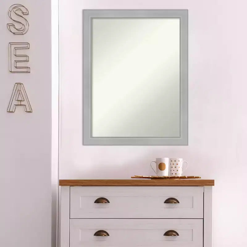 21 x 27 Non-Beveled Vista Brushed Nickel Narrow Wall Mirror - Amanti Art: Modern Rectangle, Includes Mounting Hardware