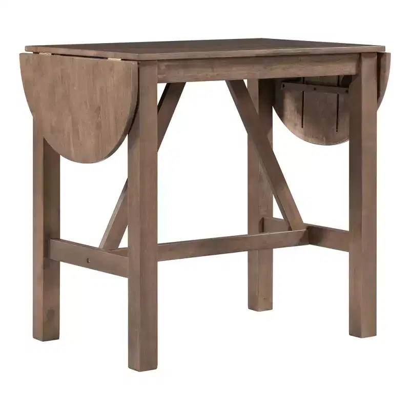 Whisen 3-Piece Wood Counter Height Drop Leaf Dining Table Set with 2 Upholstered Dining Chairs