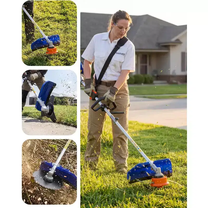 52cc Gas Powered 3-in-1 Weed Wacker / String Trimmer, Grass Cutter & Brush Cutter, with Handle & Shoulder Strap for Lawn Care & Garden, Orange