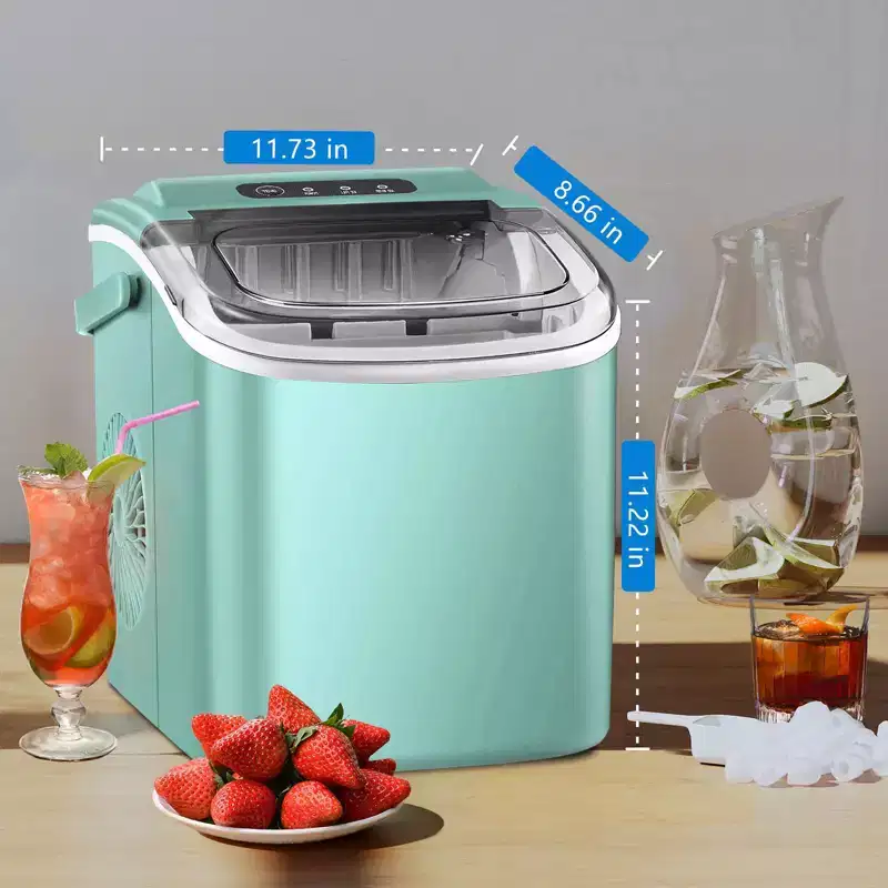 Portable Ice Maker,Countertop Model,Self-Cleaning,26.5lbs/24Hrs,6 Mins/9 Pcs Bullet Ice,Includes Ice Scoop and Basket