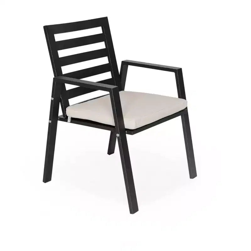 LeisureMod Chelsea 5-Piece Patio Dining Set, 48 Round Aluminum Dining Table and 4 Dining Armchair
