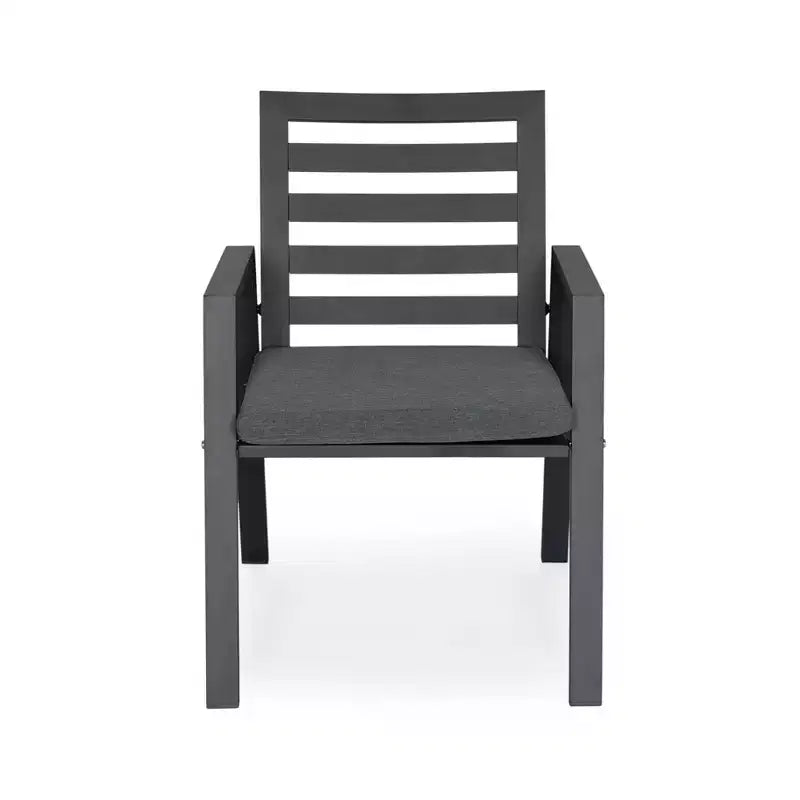 LeisureMod Chelsea 5-Piece Patio Dining Set, 48 Round Aluminum Dining Table and 4 Dining Armchair