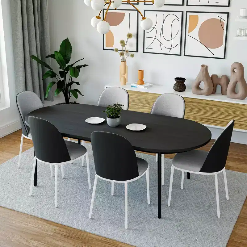 LeisureMod Tule Modern Dining Chair Set of 4 with PU Leather, Velvet, or Suede Seat and White Steel Frame  Kitchen, Dining Room, Home, Cafe, Seating