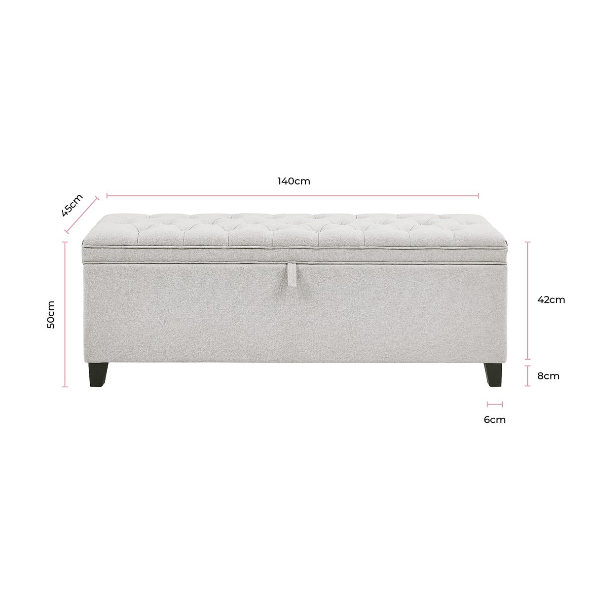 Button Back Storage Ottoman - Natural