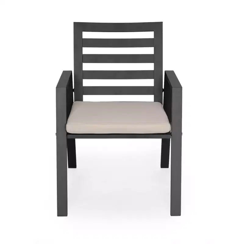 LeisureMod Chelsea 5-Piece Patio Dining Set, 48 Round Aluminum Dining Table and 4 Dining Armchair